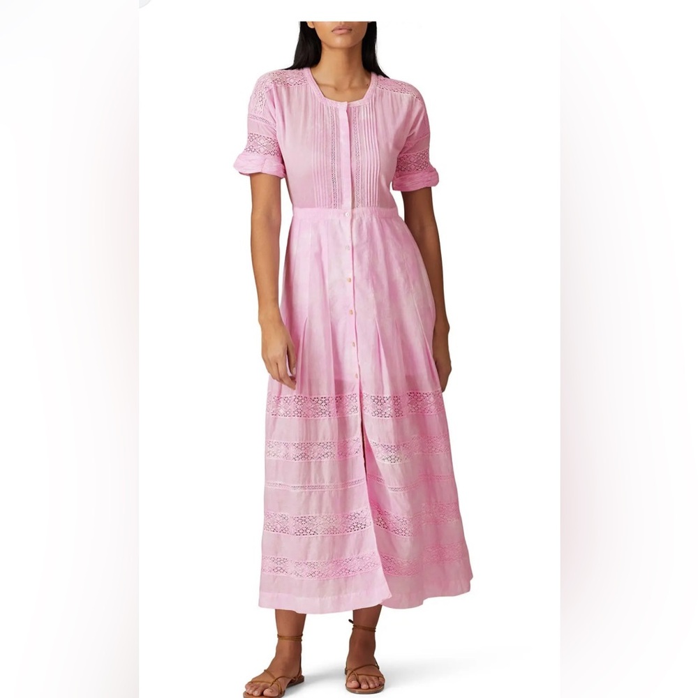 LoveShackFancy Pink Button-Down Maxi Dress